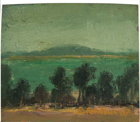 Rolf Schubert, Landschaft, 1987  <br />Öl auf Hartfaser, 11 x 13 cm<br /><strong>Startpreis  120 € </strong><br /><span style="color:#FF0000;"><strong> verkauft</strong></span>