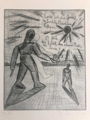 Nuria Quevedo, Zu Vicente Aleixandre »Die Sandale«, 2007 <br /> Kaltnadel, 24,5 x 19,5 cm, 20 Drucke <br /><strong>Startpreis 90 € </strong> <br /><span style="color:#FF0000;"><strong> verkauft</strong></span>