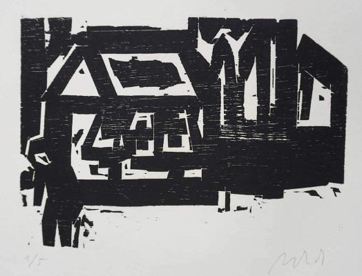Christian Ulrich, o.T.<br /> Holzschnitt, 20 x 27 cm 1/5 <br /><strong>Startpreis 70 € </strong>, Rahmen optional 45 €