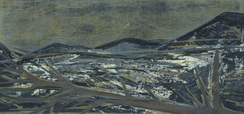 Helmut Müller, Panorama II, 2010<br /> Mischtechnik, 23,5 x 50 cm <br /><strong>Startpreis 200 € </strong>