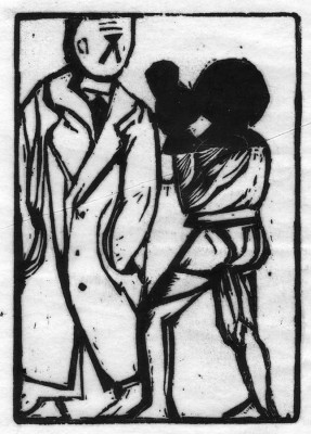 Heidi Vogel, Hör mir zu!, 2008 <br /> Holzschnitt, 9,4 x 14 cm, I/15/11 <br /><strong>Startpreis 100 € </strong>