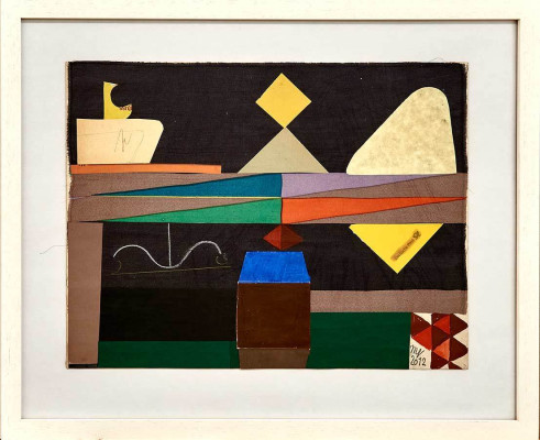 Marlene Gaßmann, Lampionfest, 2012 <br /> Collage auf Stoff/Pappe, 29,9 x 40 cm <br /><strong>Startpreis 320 € </strong><br /><span style="color:#FF0000;"><strong> verkauft</strong></span>