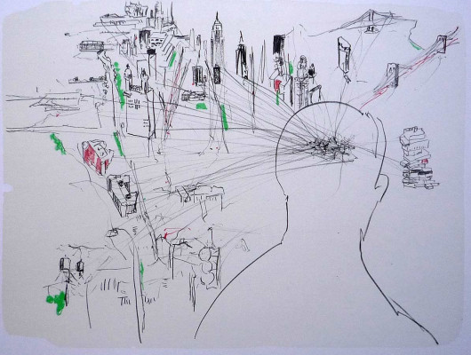 Isabel Pauer, New York raus aus dem Kopf!, 2017 <br /> Lithografie, 37 x 49 cm 24 <br /><strong>Startpreis 180 € </strong>, Rahmen optional 28 €<br /><span style="color:#FF0000;"><strong> verkauft</strong></span>