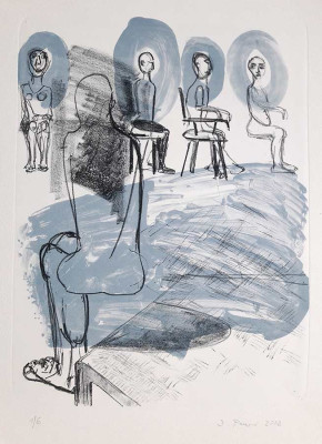 Isabel Pauer, Festsitzen, 2002 <br /> Lithografie, 42,5 x 31,5 cm, 1/6 <br /><strong>Startpreis 180 € </strong>, Rahmen optional 28 €