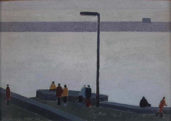 Michael Otto, Die Hafenmole von Hirthals, Jütland, Dänemark, 1989 <br /> Ölfarbe, Pappe, 25 x 35 cm <br /><strong>Startpreis 600 € </strong>