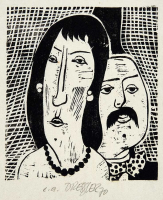 Dieter Dressler, Paar, 1970 <br /> Linolschnitt, 16,8 x 14,5 cm <br /><strong>Startpreis 180 € </strong>, signier