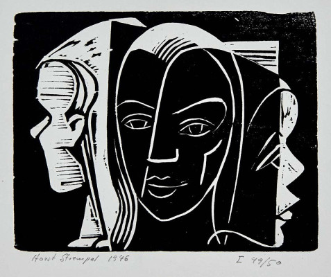 Horst Strempel, o.T. Frauenköpfe, 1946 <br /> Linolschnitt, 12,5 x 16 cm, 49/50 <br /><strong>Startpreis 180 € </strong><br /><span style="color:#FF0000;"><strong> verkauft</strong></span>