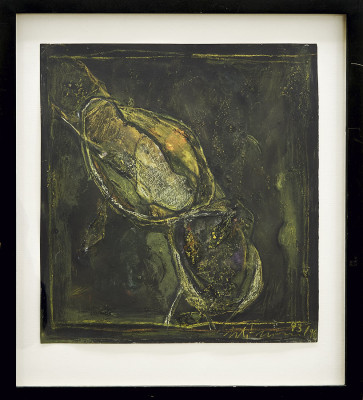 Kerstin Seltmann, o. T., 1993/96 <br /> Mischtechnik auf Papier (im Rahmen), 26,5 x 25 cm <br /> <strong>Startpreis 170 € </strong><br /><span style="color:#FF0000;"><strong> verkauft</strong></span>