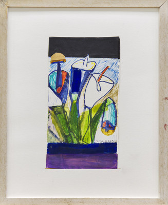 Marlene Gaßmann, Callablüten, 2023 <br /> Tempera, Filzstift, 28,0 x 15,0 cm <br /> <strong> Startpreis 160 € </strong>
