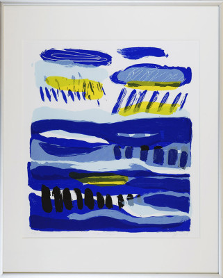 Uta Jeran, Am Meer, 2018 <br /> Siebdruck 17/22, 35 x 30 cm, Rahmen optional 25 € <br /> <strong> Startpreis 70 € </strong>