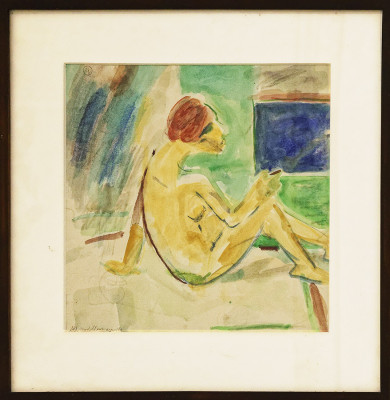 Dieter Goltzsche, Akt, Modell mit Zigarillo, o.J. <br /> 36 x 36 cm, Rahmen optional 25 € <br /> <strong>Startpreis 300 € </strong><br /><span style="color:#FF0000;"><strong> verkauft</strong></span>