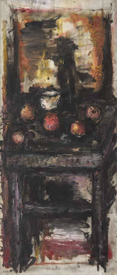 Lothar Böhme, Stilleben, 2001 <br /> Öl auf Leinwand, 75 x 34 cm <br /> <strong> Startpreis 800 € </strong>