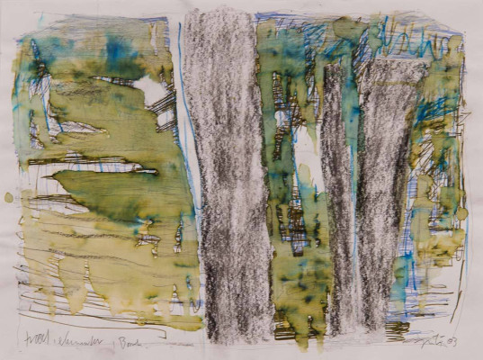 Horst Zickelbein, Solsharm, 2002 <br /> MT auf Papier, 21 x 28 cm<br /> <strong> Startpreis 260 € </strong>