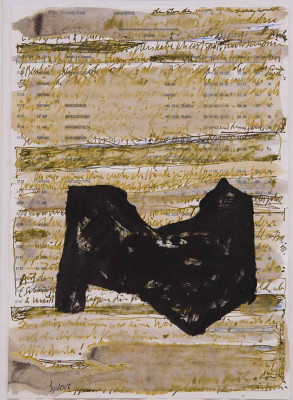 Horst Zickelbein, o.T. (schwarze Form), 2003 <br /> MT auf Papier, 29 x 21 cm <br /> <strong> Startpreis 260 € </strong>