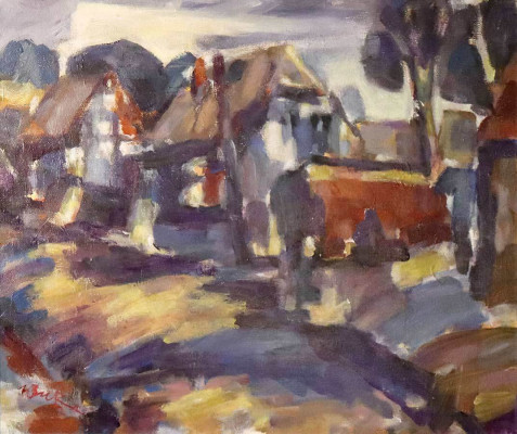 Uwe Beckmann, Dorfstrasse, 2017 <br /> Acrylfarbe auf Leinwand, 48 x 50 cm <br /> <strong>Startpreis 750 € </strong><br />