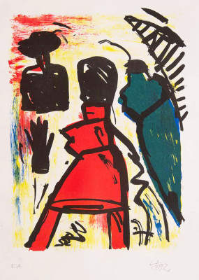 Lilo C. Karsten, Schreitende, 1992<br />Farblithographie, cm<br /> <strong>Startpreis 80 € </strong><br /><span style="color:#FF0000;"><strong> verkauft</strong></span>