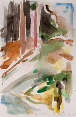 Denise Richardt, im Wald, 2021 <br /> Aquarell, 24 x 16 cm, Rahmen optional 30 € <br /> <strong> Startpreis 230 € </strong>