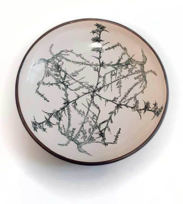 Anat Moses, Teller dorniges Salzkraut, 2023 <br /> Siebdruck auf Keramik, 25 x 4,8 cm <br /> <strong>Startpreis 130 € </strong><br />