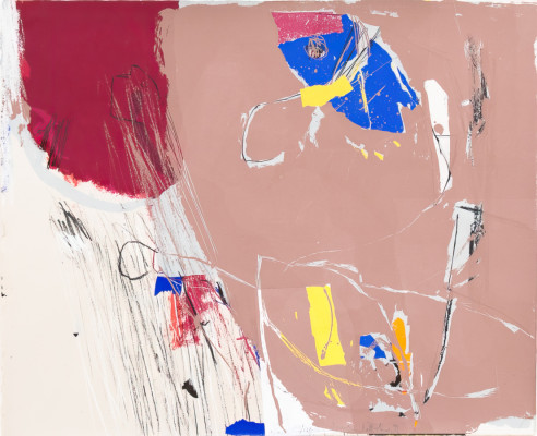 Joachim Böttcher, Schönes Blatt, 1991 <br /> Siebdruck, mindestens 10 Farben, 36/40, 38 x 47,5 cm <br /> <strong> Startpreis 500 € </strong><br /><span style="color:#FF0000;"><strong> verkauft</strong></span>