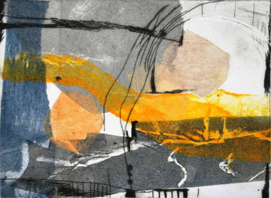 Karin Tiefensee, ÜBERBRÜCKEN, 2023 <br /> 5-Farben-Tiefdruck, 5(6), 11 x 15 cm, Rahmen optional 20 € <br /> <strong> Startpreis 180 € </strong><br /><span style="color:#FF0000;"><strong> verkauft</strong></span>