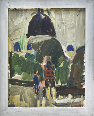 Klaus Roenspieß, Dom, 1996 <br /> Öl auf Leinwand, 44 x 34,5 cm<br /> <strong> Startpreis 550 € </strong>