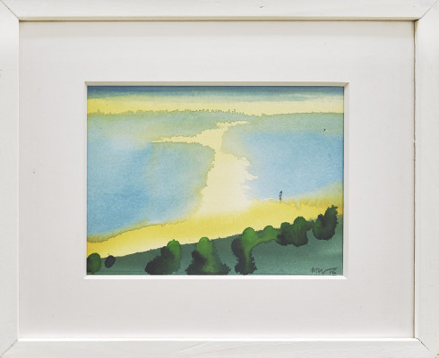 Matthias Wegehaupt, Buchenwald, 2016 <br /> Aquarell / Gouache, 14 x 19 cm, Rahmen inkl. <br /> <strong> Startpreis 180 € </strong><br /><span style="color:#FF0000;"><strong> verkauft</strong></span>