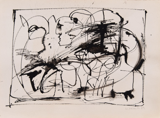 Hans Georg Gerasch, o.T., 1989 <br /> Zeichnung, Tusche, Kohle, 36 x 48 cm<br /> <strong> Startpreis 200 € </strong>