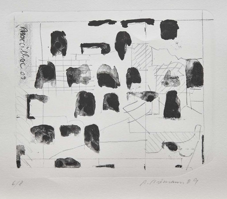 Achim Niemann, Marcelac sur Celle/ Trockenmauern, 2009 <br /> Lithographie 6/8, 26,5 x 38 cm<br /> <strong> Startpreis 90 € </strong>