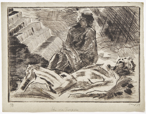 Hans Vent, An der Treppe, 1979 <br /> Radierung, 21 x 29 cm <br /> <strong> Startpreis 80 € </strong><br /><span style="color:#FF0000;"><strong> verkauft</strong></span>