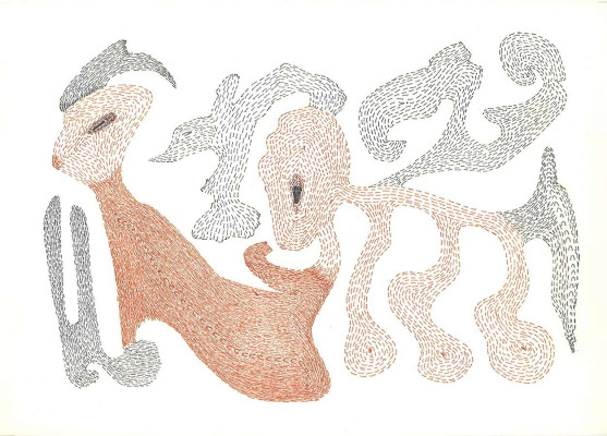 Helga Höhne, o.T. (Ziege), 2021 <br /> Fineliner/Tusche, 29,5 x 41,5 cm <br /> <strong> Startpreis 450 € </strong>