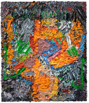 Michael Kain, Gelber Kopf mit gelber Klarinette, 2020 <br /> Öl auf Leinwand, 70 x 60 cm, Rahmen optional 30 € <br /> <strong>Startpreis 1700,00 € </strong><br />