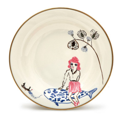 Kitty Kahane, ZAMA 1, <br /> Wandteller/Teller, Keramik, handbemaltes Unikat <br /> <strong> Startpreis 125 € </strong>