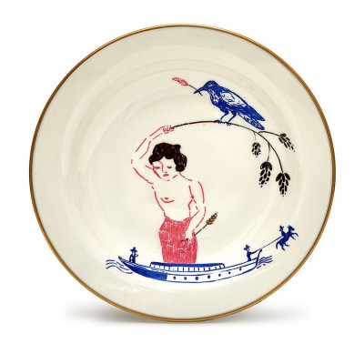 Kitty Kahane, ZAMA 2, <br />Wandteller/Teller, Keramik, handbemaltes Unikat <br /> <strong> Startpreis 125 € </strong><br /><span style="color:#FF0000;"><strong> verkauft</strong></span>