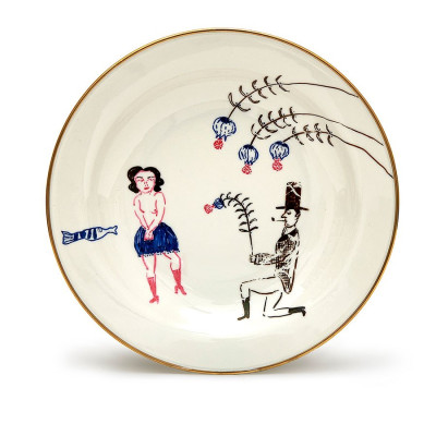 Kitty Kahane, ZAMA 4, <br />Wandteller/Teller, Keramik, handbemaltes Unikat <br /> <strong> Startpreis 125 € </strong>