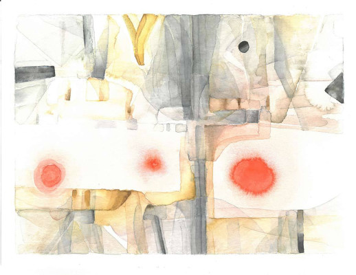 Rahel Mucke, Drei Sonnen, 2019 <br /> Aquarell, 21,5 x 29,5 cm,<br /> <strong> Startpreis 250 € </strong>
