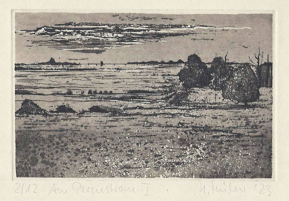 Helmut Müller, Am Peenestrom I, 2023 <br /> Radierung/Aquatinta, 2/12, 11,5 x 17,0 cm <br /> <strong> Startpreis 90 € </strong><br /><span style="color:#FF0000;"><strong> verkauft</strong></span>