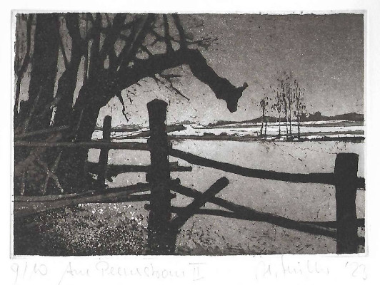 Helmut Müller, Am Peenestrom II, 2023 <br /> Radierung/Aquatinta, 9/10, 11,5 x 16 cm<br /> <strong> Startpreis 90 € </strong><br /><span style="color:#FF0000;"><strong> verkauft</strong></span>