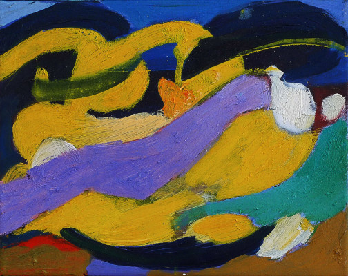 Mideele Schade, Landschaft ganz anders, 2020 <br /> Oel auf Leinwand, 24 x 30 cm, Rahmen optional 20 € <br /> <strong> Startpreis 290 € </strong><br /><span style="color:#FF0000;"><strong> verkauft</strong></span>