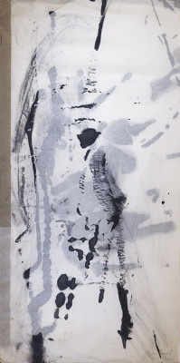 Regina Conrad, o.T., 2022 <br /> Collage, Chinapapier, 102 x52 cm<br /> <strong> Startpreis 400 € </strong>