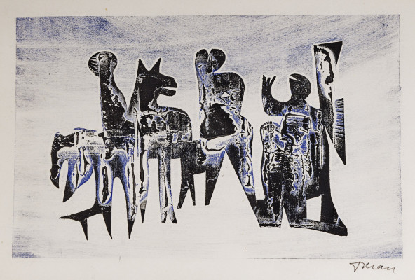 Toni Mau, o. T., 1976 <br /> Reliefdruck, 16,5 x 25 cm<br /><strong> Startpreis 150 € </strong>