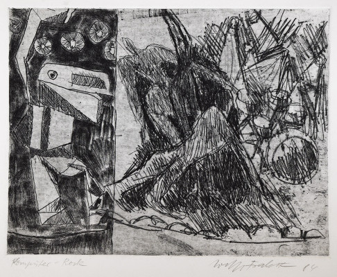 Wolfgang Frankenstein, Computer-Rock., 1984 <br />Radierung, 34 x 40 cm<br /><strong> Startpreis 120 € </strong>