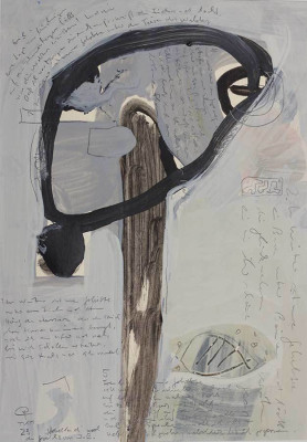 Thomas K. Müller, Nebelland, 2023 <br /> Mischtechnik, 20 x 30 cmRahmen optional 25 € <br /> <strong>Startpreis 160 € </strong><br />