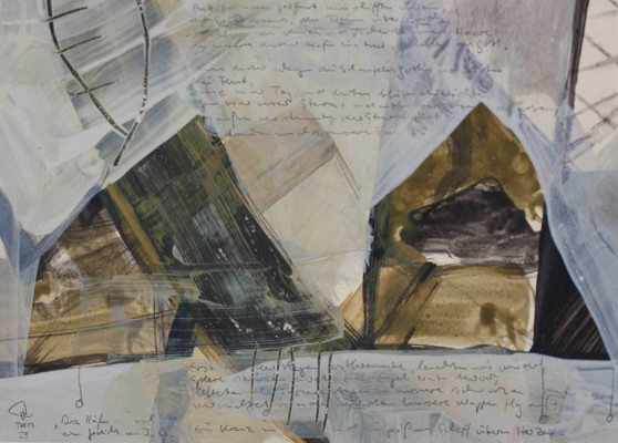 Thomas K. Müller, Die Häfen , 2023 <br /> Mischtechnik, 20 x 30 cmRahmen optional 25 € <br /> <strong>Startpreis 160 € </strong><br />