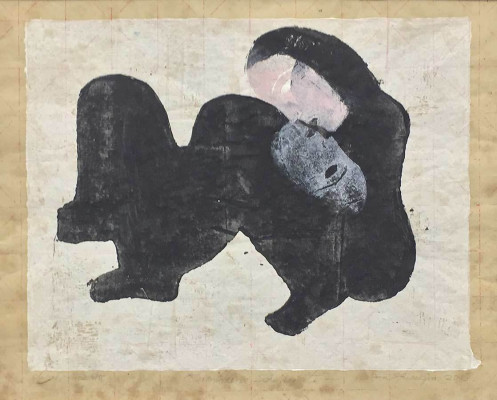 Vera Schwelgin, Verbundene Schatten, 2015 <br /> Holzschnitt/Chinapapier, 26 x 32 cm, Rahmen optional 50 € <br /> <strong>Startpreis 450 € </strong><br />