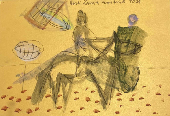 Heidemarie Woitinek, Reiter der Zeit, 2021 <br /> farbige Zeichnung, 30 x 21 cm <br /> <strong>Startpreis 180 € </strong><br />