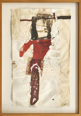 Sati Zech, o.T., 1997 <br /> Mischtechnik, 84 x 50 cm, Rahmen inclusive <br /> <strong>Startpreis 750 € </strong><br />