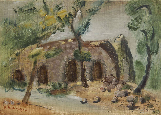 Dankwart Kühn, Grotte in Rheinsberg, 1974 <br /> MT auf Hartfaser, 19 x 26,5 cm, Rahmen optional <br /> <strong> Startpreis 115 € </strong>