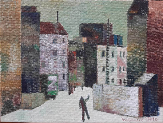 6 Michael Otto, Jessnerstrasse, Friedrichshain, 2017 <br /> Öl, Leinwand, 30 x 39 cm, Rahmen inkl. <br /> <strong>Startpreis 450 € </strong><br />