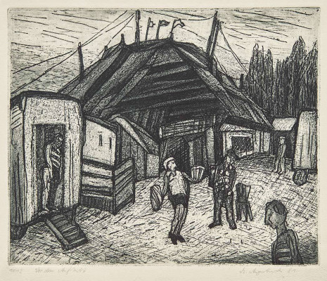 Michael Augustinski, Vor dem Auftritt, 1981 <br /> Radierung, 24,5 x 30 cm<br /> <strong> Startpreis 130 € </strong>