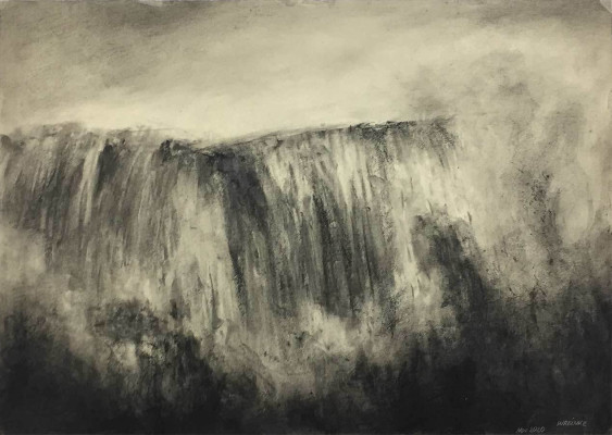 Wolfgang Reinke, Brecher, 2020 <br /> Schwarze Kreide, 43,5 x 61,5 cm, Rahmen optional 50 € <br /> <strong>Startpreis 650 € </strong><br />